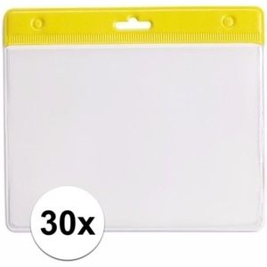 30x gele naamkaartjes houder geel 11,5 x 9,5 cm