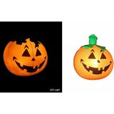 Halloween LED pompoen - 4x - oranje - opblaasbaar - ophangbaar -  24 cm