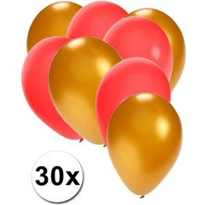 Gouden en rode ballonnen 30 stuks