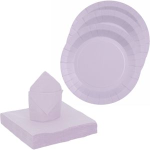 Santex 10x taart/gebak bordjes/20x servetten - lila paars
