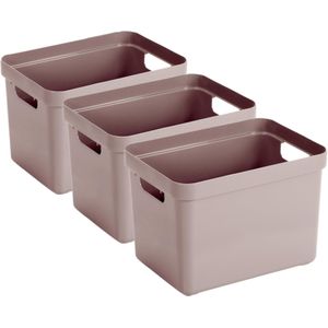 6x stuks roze opbergboxen/opbergdozen/opbergmanden kunststof - 18 liter - opbergbakken