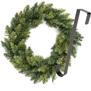 Kerstkrans/dennenkrans - groen - incl. hanger 38 cm- D40 cm -kunststof