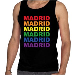 Regenboog Madrid gay pride evenement tanktop voor heren zwart