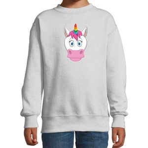 Cartoon eenhoorn trui grijs voor jongens en meisjes - Cartoon dieren sweater kinderen