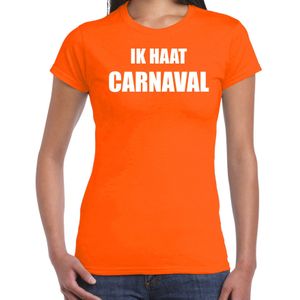 Carnaval verkleed shirt oranje voor dames ik haat carnaval - kostuum