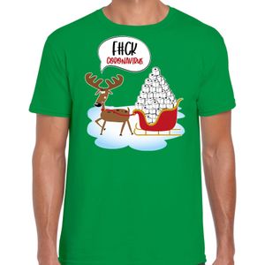 Groen  Kerst shirt/ Kerstkleding F#ck coronavirus voor heren