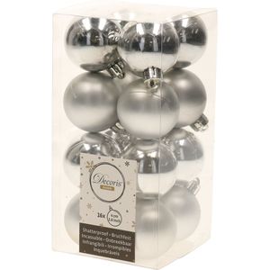 Chique Christmas kerstboom decoratie kerstballen zilver 16 stuks