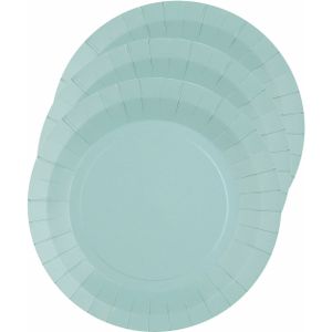 Santex feest gebak/taart bordjes - lichtblauw - 10x stuks - karton - D17 cm