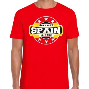 Have fear Spain / Spanje is here supporter shirt / kleding met sterren embleem rood voor heren