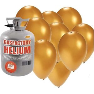 Helium tankje met 50 gouden ballonnen
