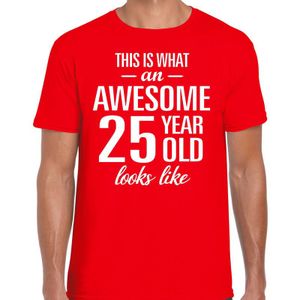 Awesome 25 year / verjaardag cadeau t-shirt rood voor heren