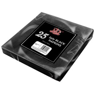 25x Zwarte servetten 2-laags van papier 33 x 33 cm
