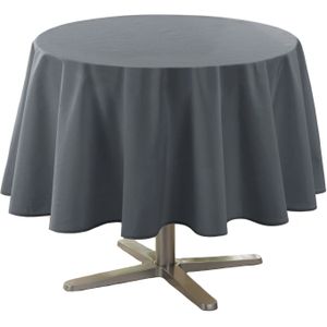 Eettafel tafelkleed rond - donkergrijs - polyester - Dia 180 cm