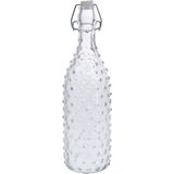 1x Glazen decoratie flessen transparant met beugeldop 1000 ml