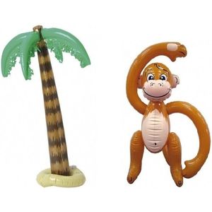 Grote opblaasbare palmboom en aapje