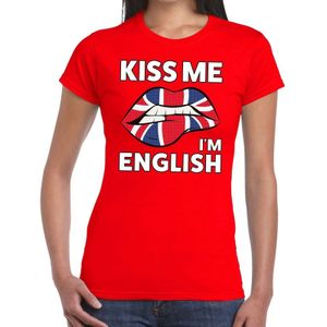 Kiss me I am English rood fun-t shirt voor dames