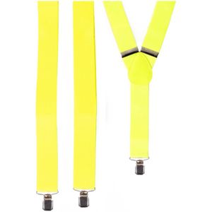PartyXplosion Carnaval verkleed bretels - fluor geel - polyester - heren/dames - verkleedkleding accessoires