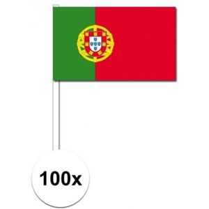 100x Portugal decoratie papieren zwaaivlaggetjes