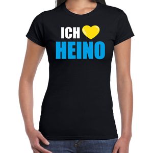 Apres-ski t-shirt wintersport Ich liebe Heino zwart voor dames