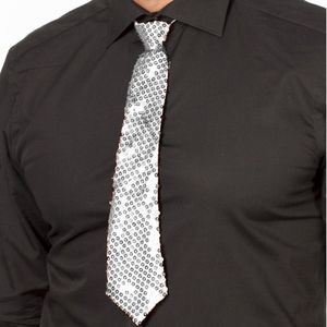 Oud en Nieuw zilveren glitter verkleed stropdassen 32 cm voor dames/heren