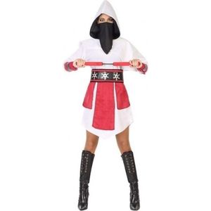 Ninja kostuum wit/rood voor dames