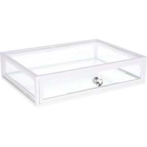 Sieradenkist/juwelenkist transparant van glas 26 x 19 x 6 cm