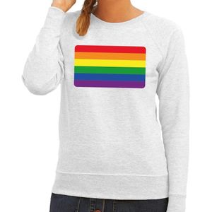 Gay pride regenboog vlag sweater grijs dames