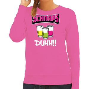 Bellatio Decorations Apres ski sweater/trui dames - schnapps duhh - roze - wintersport - shotjes