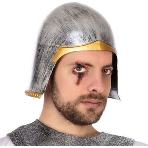 Ridder carnaval verkleed helm - kunststof - voor volwassenen - zilver - old look