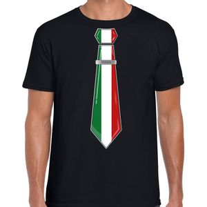 Bellatio Decorations Verkleed shirt voor heren - stropdas Italie - zwart - supporter - themafeest