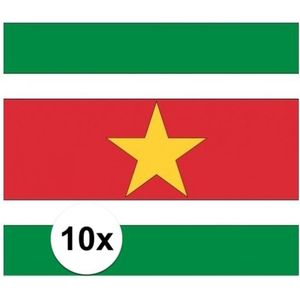 10x stuks Stickertjes van vlag van Suriname