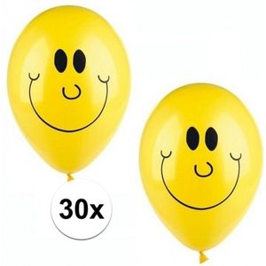 Gele smiley ballonnen 30 stuks
