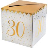 Enveloppendoos - Verjaardag - 30 jaar - wit/goud - karton - 20 x 20 cm