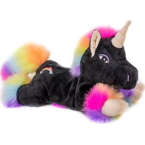 Magnetron knuffel zwarte unicorn 18 cm