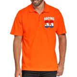 Grote maten racing 33 autocoureur / autosport supporter op borst poloshirt oranje voor heren