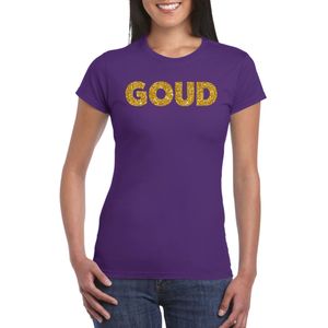 Bellatio Decorations feest t-shirt voor dames goud - glitter tekst - foute party/carnaval - paars