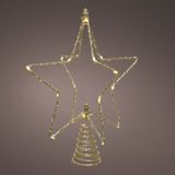 Kerstboom ster piek/topper met LED verlichting warm wit 25 cm met 20 lampjes