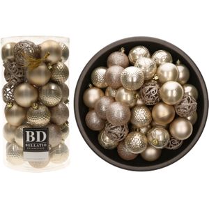 Bellatio Decorations Kerstballen - 74x st - champagne - D6 cm