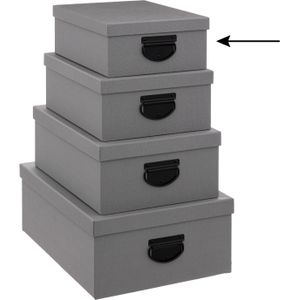 5Five Opbergdoos/box - donkergrijs - L28 x B22 x H11 cm - Stevig karton - Industrialbox