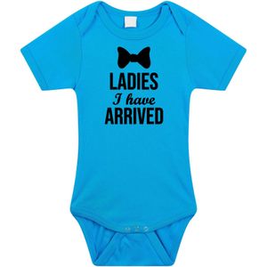 Ladies I have arrived kraamcadeau rompertje blauw jongens