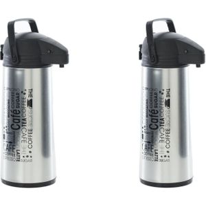 2x stuks koffie/thee thermoskan RVS 1,9 liter - Isoleerkannen voor warme / koude dranken