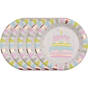 Santex feest wegwerpbordjes - taart - 50x stuks - 23 cm - rose goud