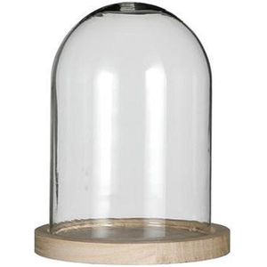 Ideas 4 Seasons Decoratie stolp - glas - houten plateau - D12 x H16 cm