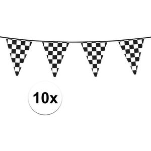 10x Finish slinger met driehoek vlaggetjes 6 meter