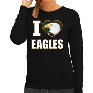 I love eagles foto trui zwart voor dames - cadeau sweater adelaars vogel liefhebber
