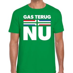 Protest t-shirt gas terug NU Groningen groen voor heren