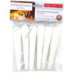 Stern Fabrik kersthangers ijspegels 12x -wit -12 cm