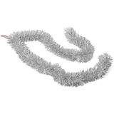 2x stuks kerstboom folie slingers/lametta guirlandes van 180 x 7 cm in de kleur glitter zilver