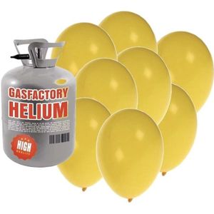 Tankje met helium met 30 gele ballonnen