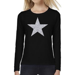 Zwart long sleeve t-shirt met zilveren ster voor dames